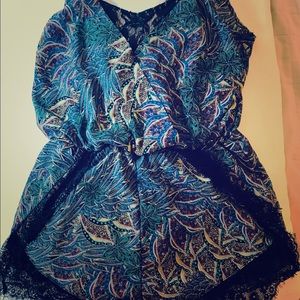 Romper with lace trim